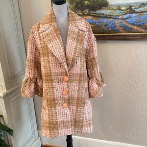 Ivy Jane Pink and Brown Tweed Coat
